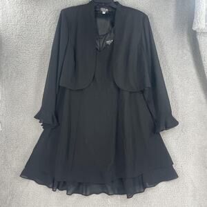 Vtg Onyx Nite Dress Womens 18W Chiffon 2 Pc Jacket Cocktail Evening Formal